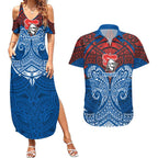 Personalized Newcastle Knights Couples Matching Summer Maxi Dress and Hawaiian Shirt Polynesian Tribal Pattern Style