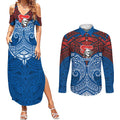 Personalized Newcastle Knights Couples Matching Summer Maxi Dress and Long Sleeve Button Shirt Polynesian Tribal Pattern Style