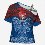 Personalized Newcastle Knights Cross Shoulder Shirt Polynesian Tribal Pattern Style