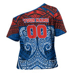 Personalized Newcastle Knights Cross Shoulder Shirt Polynesian Tribal Pattern Style
