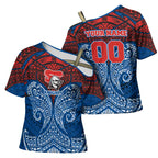 Personalized Newcastle Knights Cross Shoulder Shirt Polynesian Tribal Pattern Style