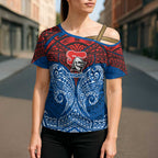 Personalized Newcastle Knights Cross Shoulder Shirt Polynesian Tribal Pattern Style