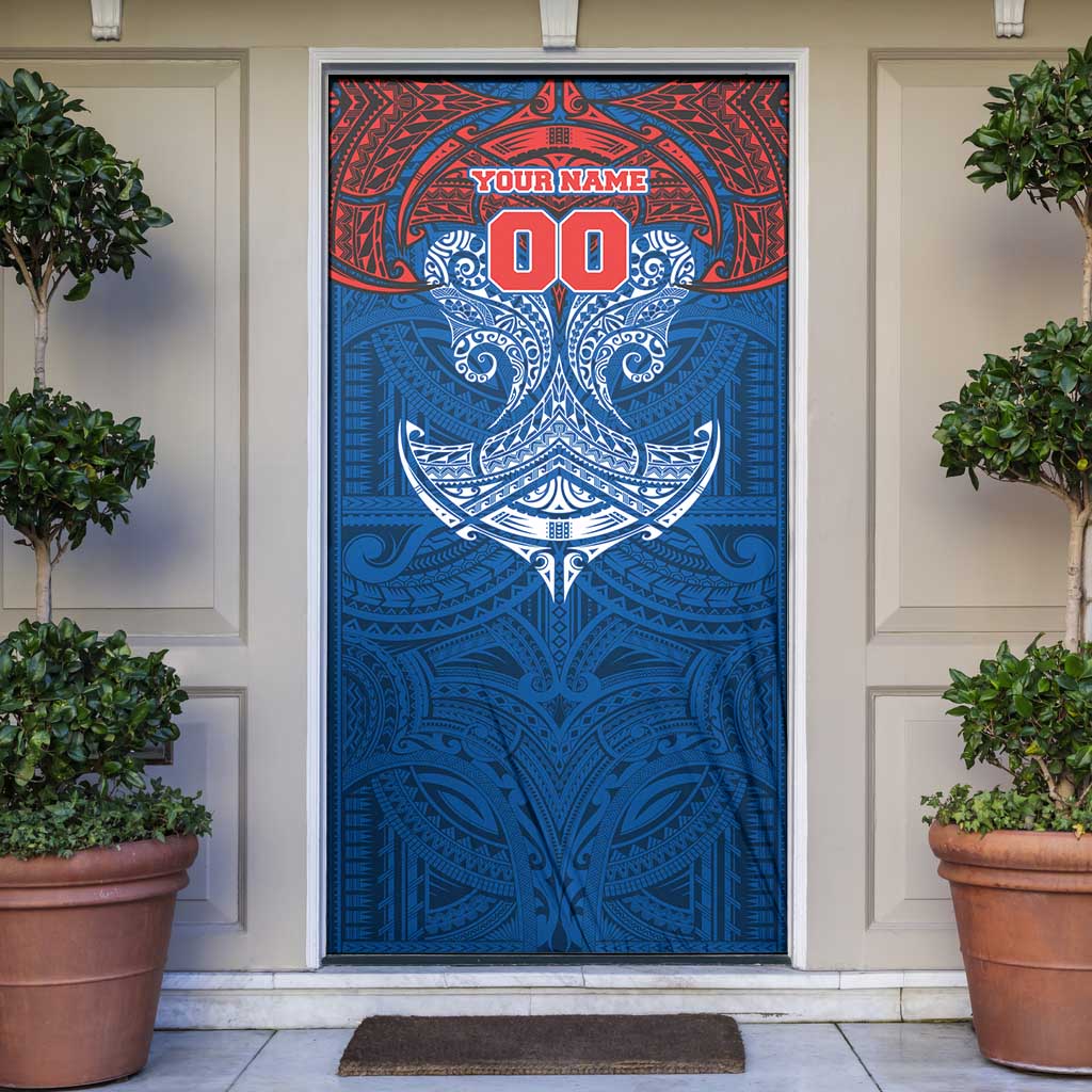 Personalized Newcastle Knights Door Cover Polynesian Tribal Pattern Style