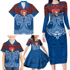 Personalized Newcastle Knights Family Matching Long Sleeve Bodycon Dress and Hawaiian Shirt Polynesian Tribal Pattern Style