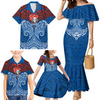 Personalized Newcastle Knights Family Matching Mermaid Dress and Hawaiian Shirt Polynesian Tribal Pattern Style