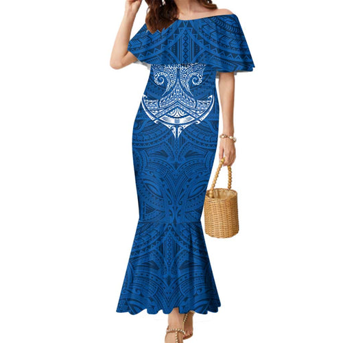 Personalized Newcastle Knights Family Matching Mermaid Dress and Hawaiian Shirt Polynesian Tribal Pattern Style