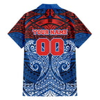 Personalized Newcastle Knights Family Matching Off The Shoulder Long Sleeve Dress and Hawaiian Shirt Polynesian Tribal Pattern Style