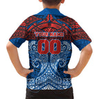 Personalized Newcastle Knights Family Matching Off Shoulder Maxi Dress and Hawaiian Shirt Polynesian Tribal Pattern Style