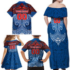 Personalized Newcastle Knights Family Matching Off Shoulder Maxi Dress and Hawaiian Shirt Polynesian Tribal Pattern Style