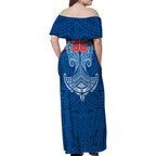 Personalized Newcastle Knights Family Matching Off Shoulder Maxi Dress and Hawaiian Shirt Polynesian Tribal Pattern Style