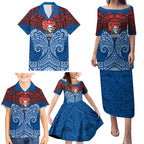 Personalized Newcastle Knights Family Matching Puletasi and Hawaiian Shirt Polynesian Tribal Pattern Style