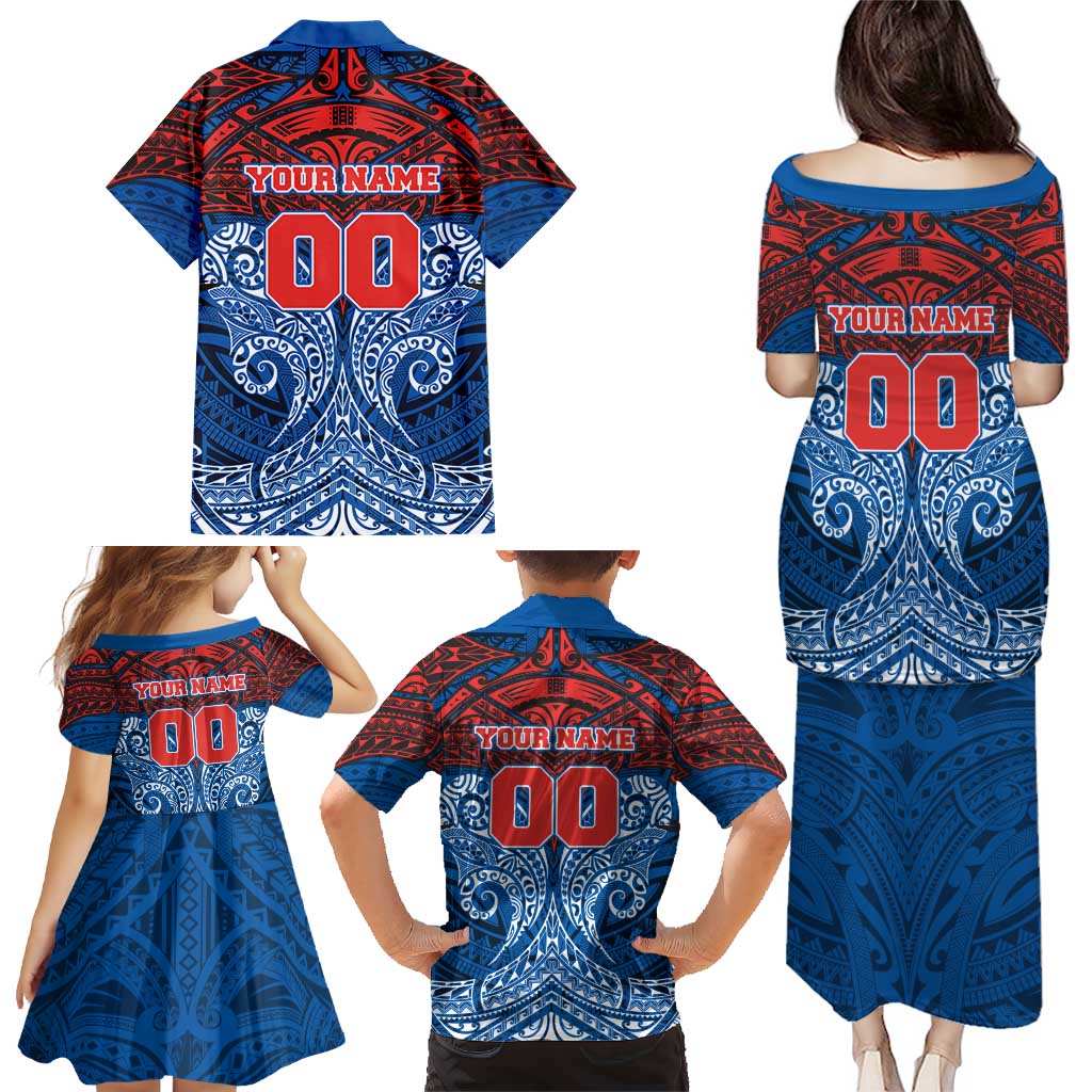 Personalized Newcastle Knights Family Matching Puletasi and Hawaiian Shirt Polynesian Tribal Pattern Style