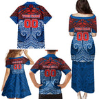 Personalized Newcastle Knights Family Matching Puletasi and Hawaiian Shirt Polynesian Tribal Pattern Style