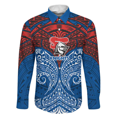 Personalized Newcastle Knights Family Matching Puletasi and Hawaiian Shirt Polynesian Tribal Pattern Style
