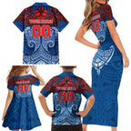 Personalized Newcastle Knights Family Matching Short Sleeve Bodycon Dress and Hawaiian Shirt Polynesian Tribal Pattern Style