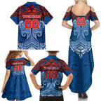 Personalized Newcastle Knights Family Matching Summer Maxi Dress and Hawaiian Shirt Polynesian Tribal Pattern Style