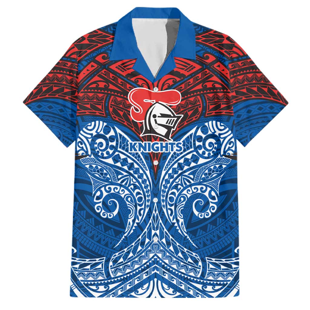 Personalized Newcastle Knights Family Matching Summer Maxi Dress and Hawaiian Shirt Polynesian Tribal Pattern Style