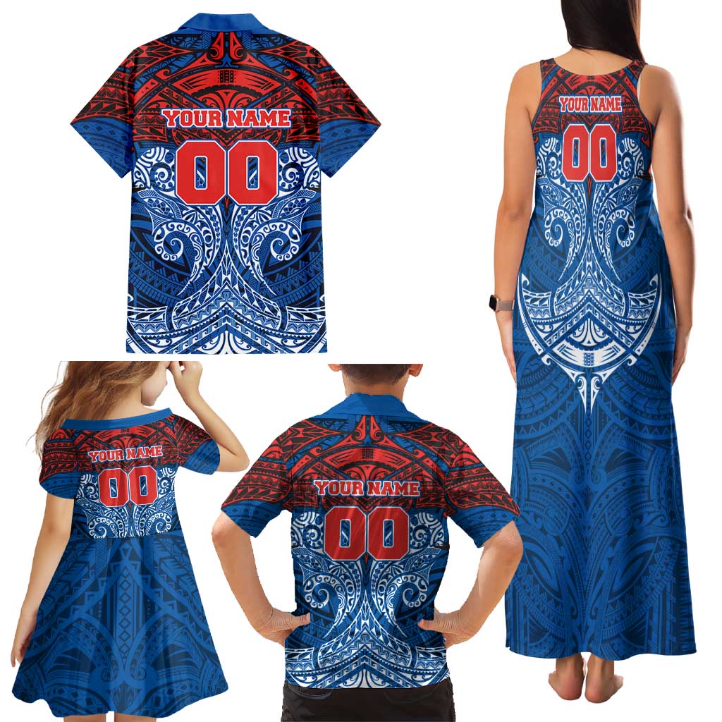 Personalized Newcastle Knights Family Matching Tank Maxi Dress and Hawaiian Shirt Polynesian Tribal Pattern Style