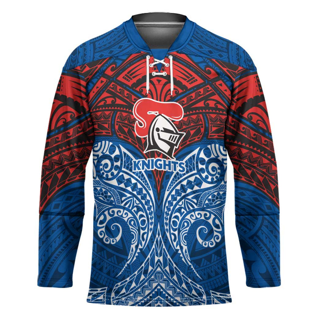 Personalized Newcastle Knights Hockey Jersey Polynesian Tribal Pattern Style
