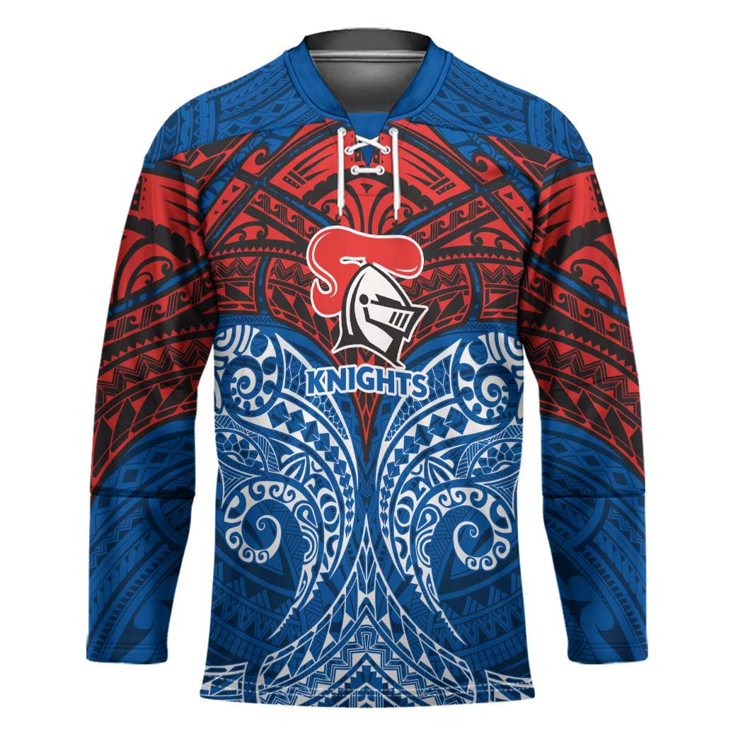 Personalized Newcastle Knights Hockey Jersey Polynesian Tribal Pattern Style