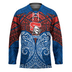 Personalized Newcastle Knights Hockey Jersey Polynesian Tribal Pattern Style