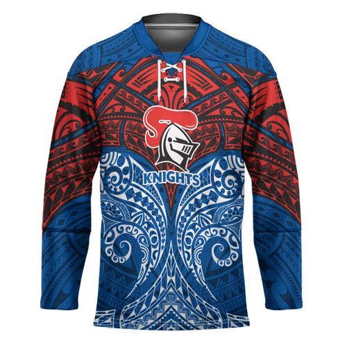Personalized Newcastle Knights Hockey Jersey Polynesian Tribal Pattern Style