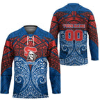 Personalized Newcastle Knights Hockey Jersey Polynesian Tribal Pattern Style