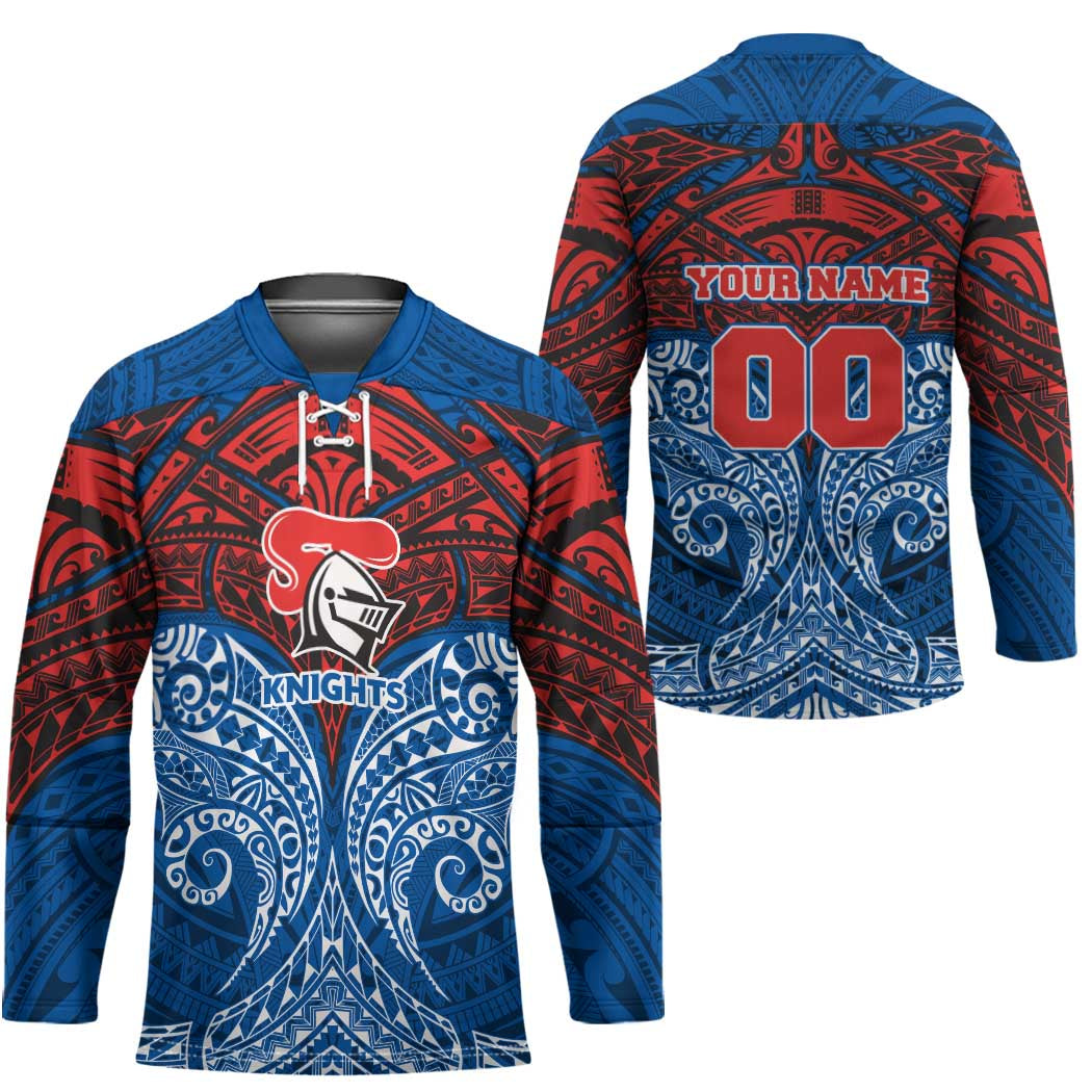 Personalized Newcastle Knights Hockey Jersey Polynesian Tribal Pattern Style
