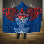 Personalized Newcastle Knights Hooded Blanket Polynesian Tribal Pattern Style
