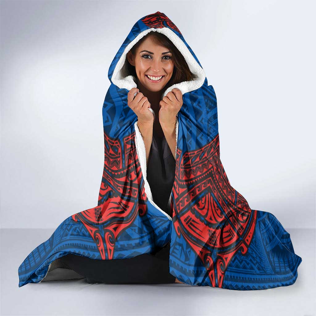 Personalized Newcastle Knights Hooded Blanket Polynesian Tribal Pattern Style