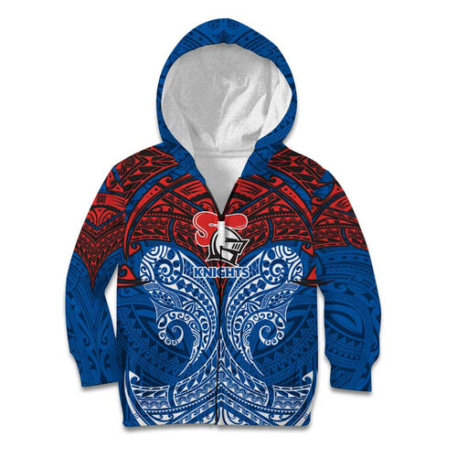 Personalized Newcastle Knights Kid Hoodie Polynesian Tribal Pattern Style