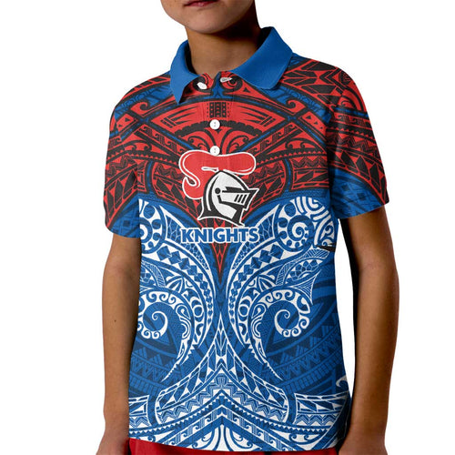 Personalized Newcastle Knights Kid Polo Shirt Polynesian Tribal Pattern Style