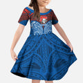 Personalized Newcastle Knights Kid Short Sleeve Dress Polynesian Tribal Pattern Style