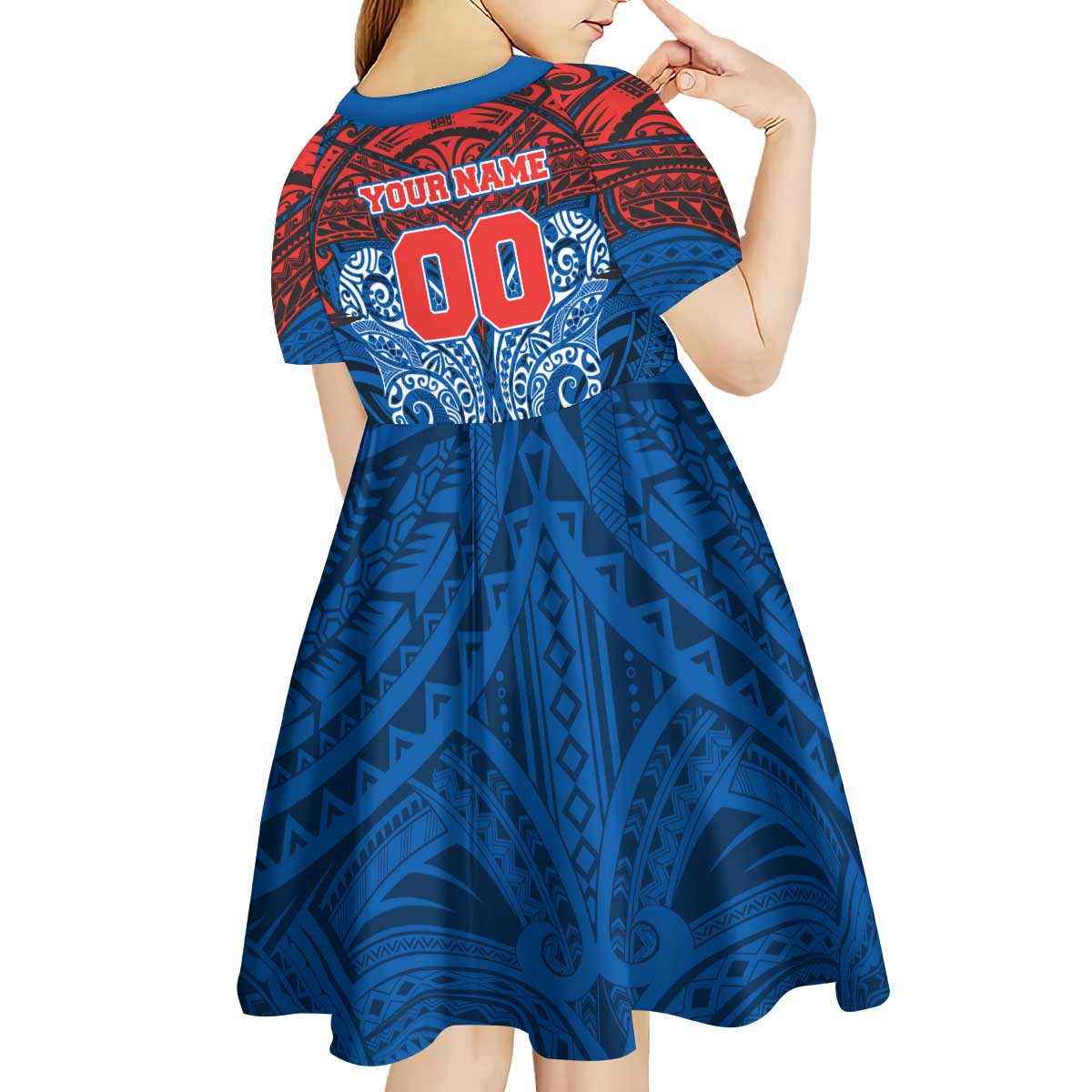 Personalized Newcastle Knights Kid Short Sleeve Dress Polynesian Tribal Pattern Style