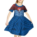 Personalized Newcastle Knights Kid Short Sleeve Dress Polynesian Tribal Pattern Style