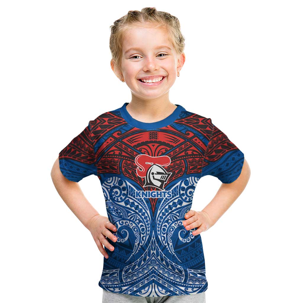 Personalized Newcastle Knights Kid T Shirt Polynesian Tribal Pattern Style