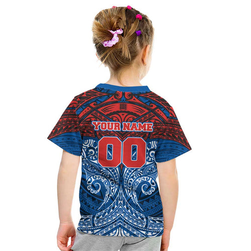 Personalized Newcastle Knights Kid T Shirt Polynesian Tribal Pattern Style