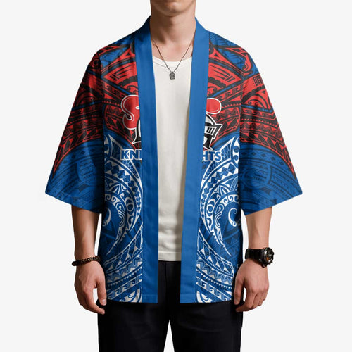 Personalized Newcastle Knights Kimono Polynesian Tribal Pattern Style