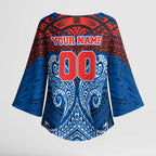 Personalized Newcastle Knights Kimono Sleeve Blouse Polynesian Tribal Pattern Style