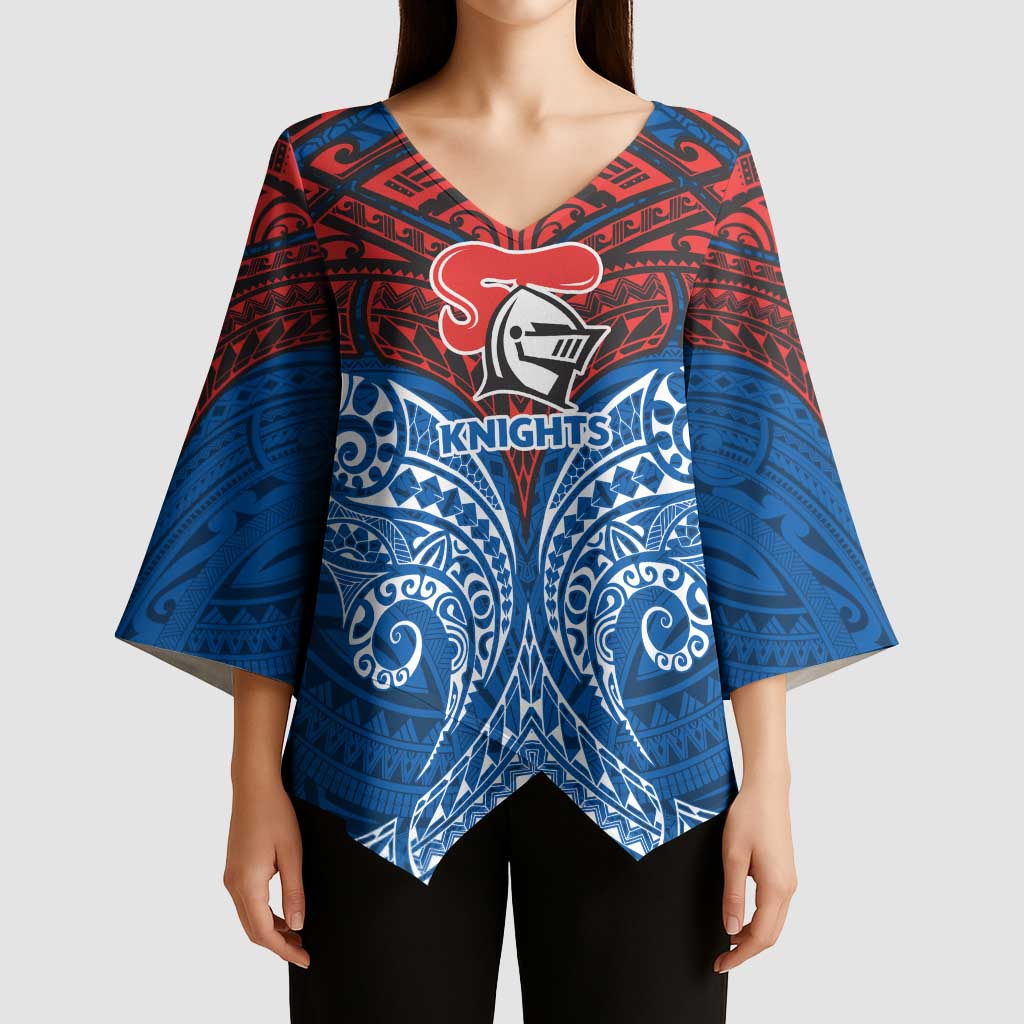 Personalized Newcastle Knights Kimono Sleeve Blouse Polynesian Tribal Pattern Style