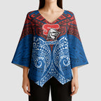 Personalized Newcastle Knights Kimono Sleeve Blouse Polynesian Tribal Pattern Style
