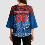 Personalized Newcastle Knights Kimono Sleeve Blouse Polynesian Tribal Pattern Style