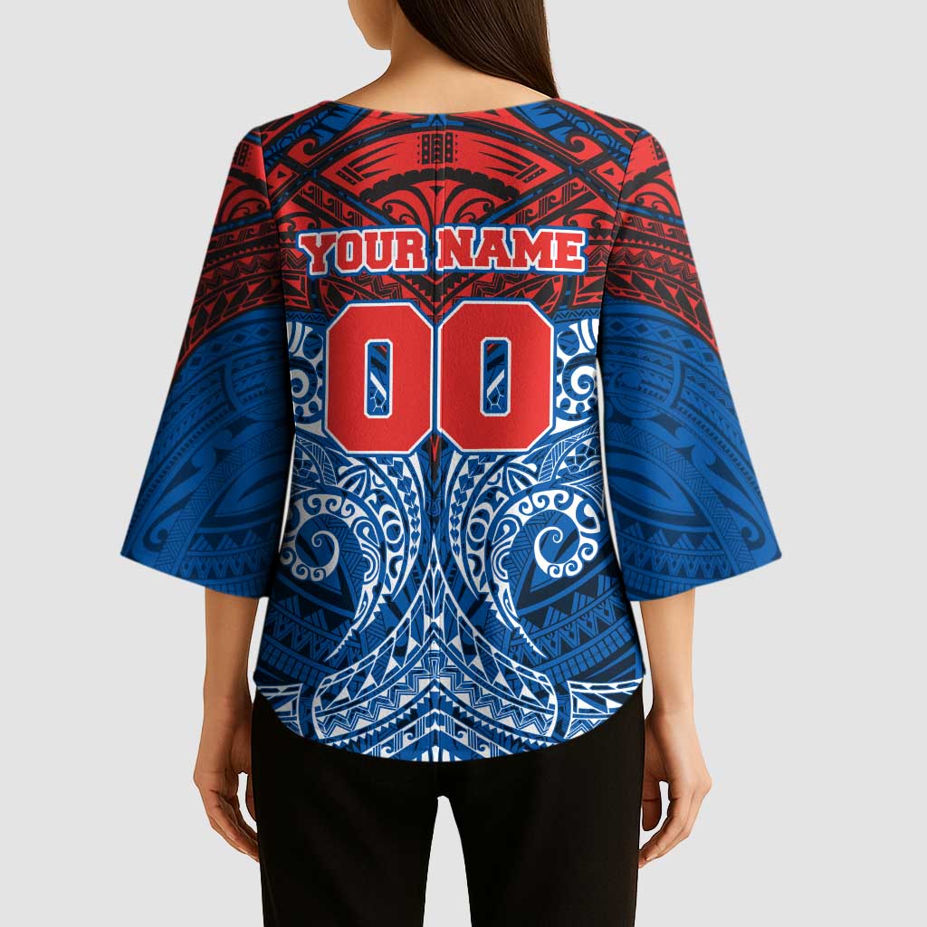 Personalized Newcastle Knights Kimono Sleeve Blouse Polynesian Tribal Pattern Style