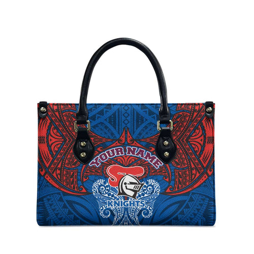 Personalized Newcastle Knights Leather Bag Polynesian Tribal Pattern Style