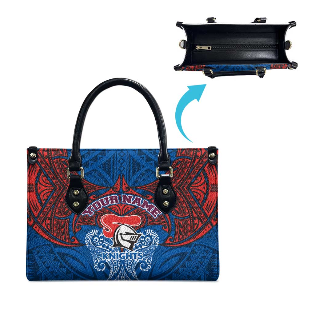 Personalized Newcastle Knights Leather Bag Polynesian Tribal Pattern Style
