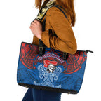 Personalized Newcastle Knights Leather Tote Bag Polynesian Tribal Pattern Style