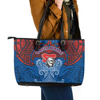 Personalized Newcastle Knights Leather Tote Bag Polynesian Tribal Pattern Style