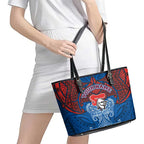 Personalized Newcastle Knights Leather Tote Bag Polynesian Tribal Pattern Style