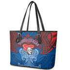 Personalized Newcastle Knights Leather Tote Bag Polynesian Tribal Pattern Style