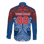 Personalized Newcastle Knights Long Sleeve Button Shirt Polynesian Tribal Pattern Style